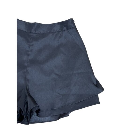 Lulus‎ Women's Dressy Shorts Black Sheen High Waisted Layered Hem Zip Size M - Picture 10 of 12